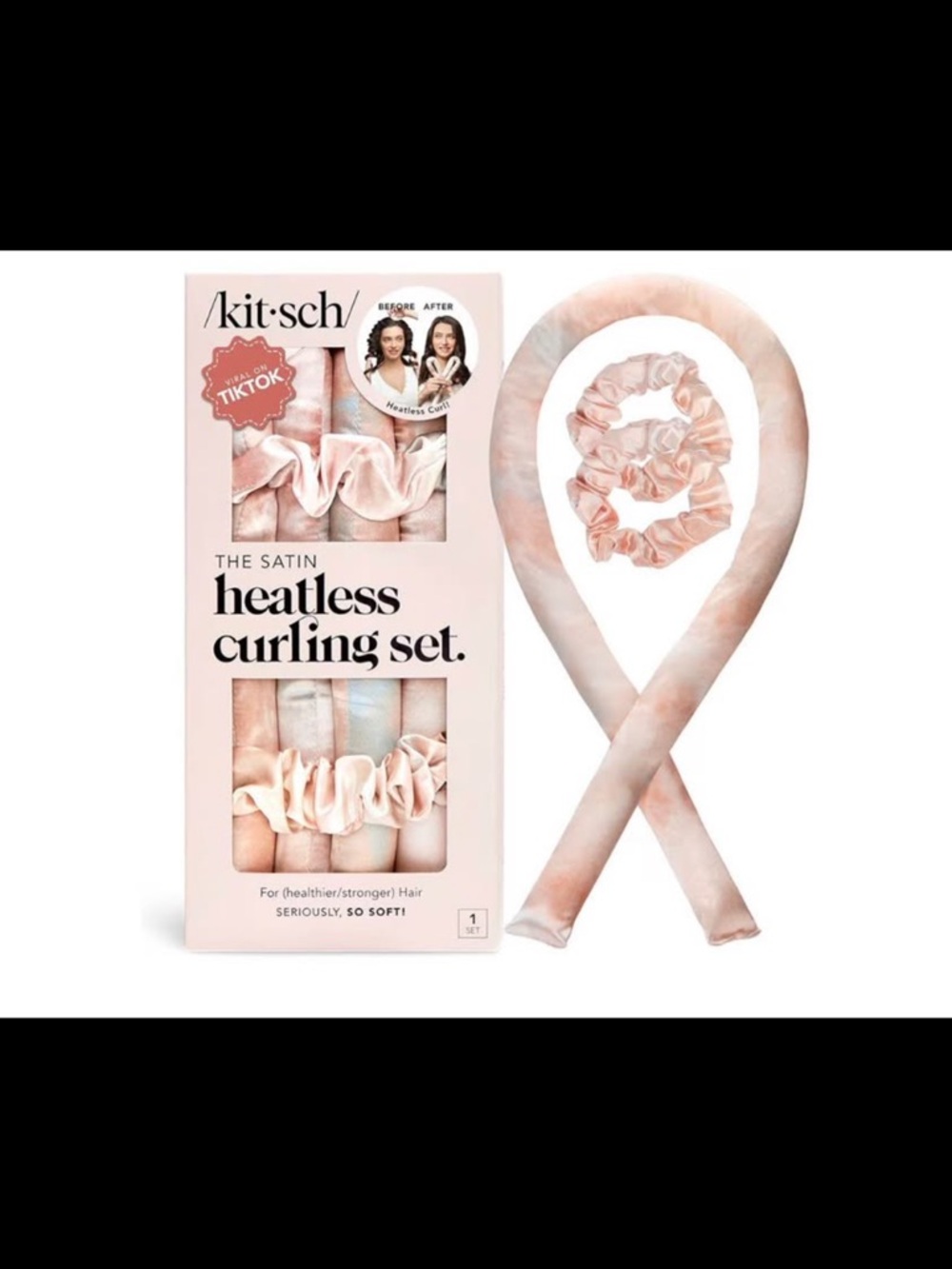 Kitsch Satin Heatless Curling Set - Blush Marble